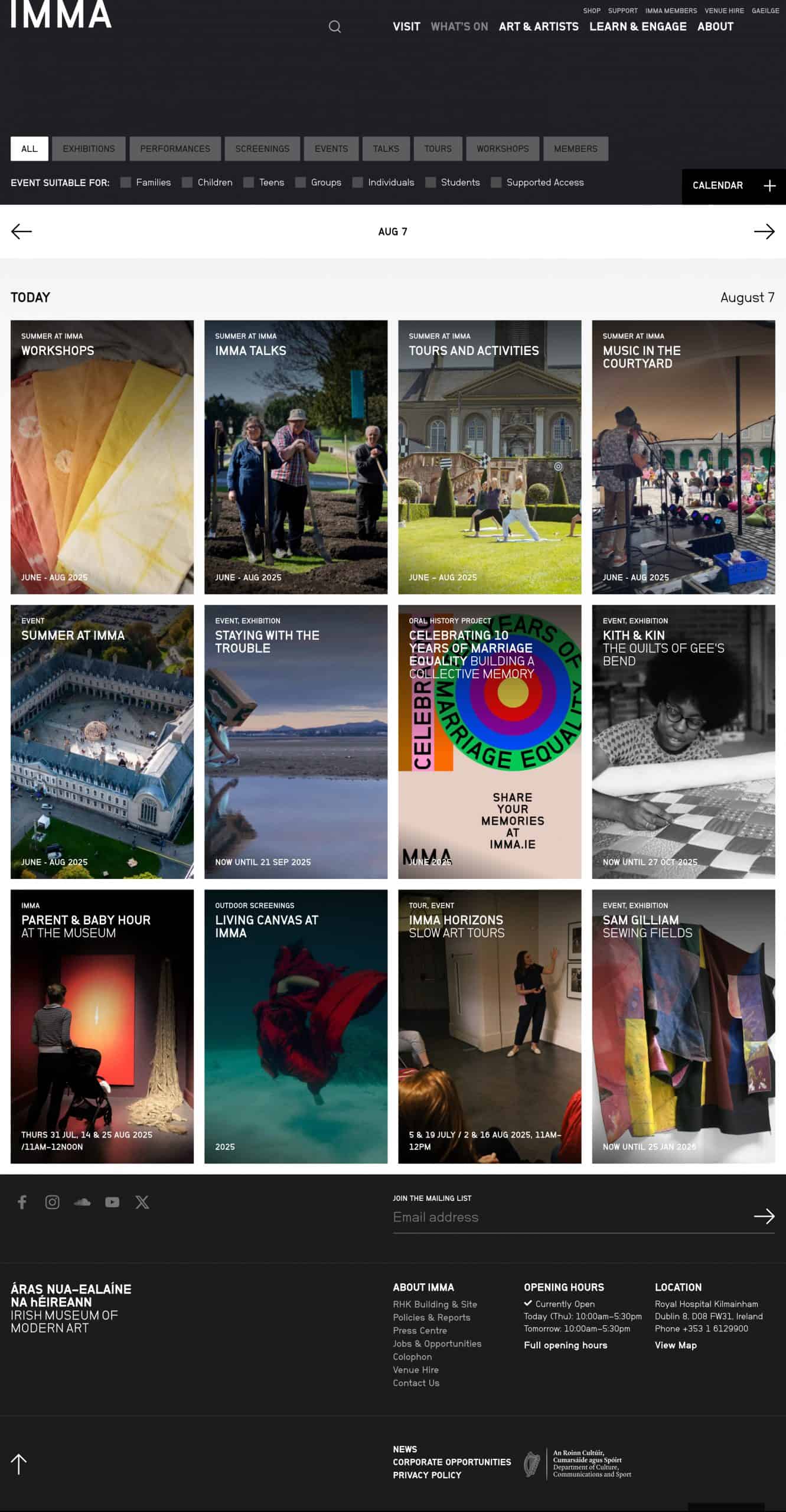 IMMA Summer Workshops: June - August 2025