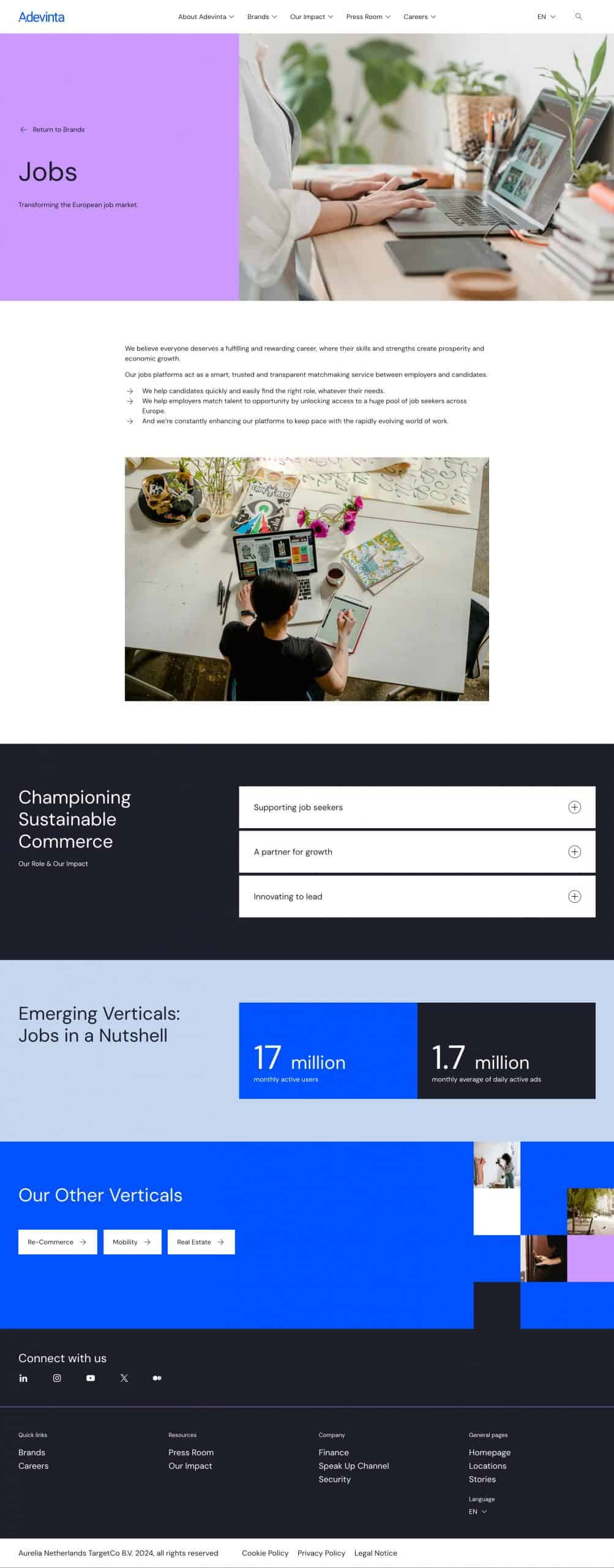 Adventa job platform supporting European employment opportunities for candidates and employers seeking transparent, trusted match-making services.