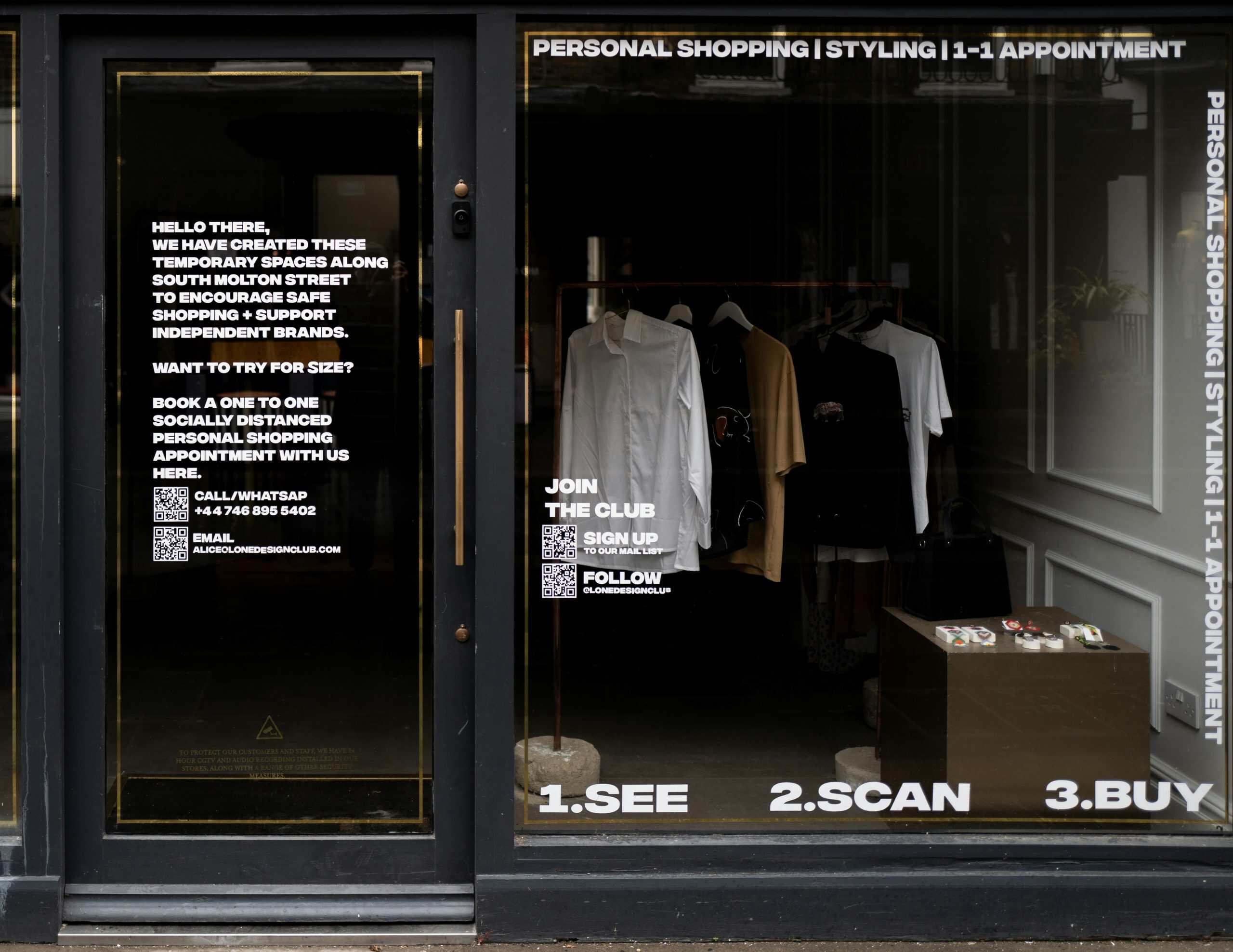 Chic boutique storefront showcasing clothing and shopping experience.